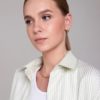 Женская удлинённая рубашка в светло-зелёную полоску