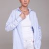 Женская удлинённая рубашка в голубую полоску