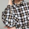 Женская тёплая рубашка оверсайз в чёрную клетку
