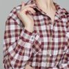 Женская тёплая рубашка оверсайз в бордовую клетку