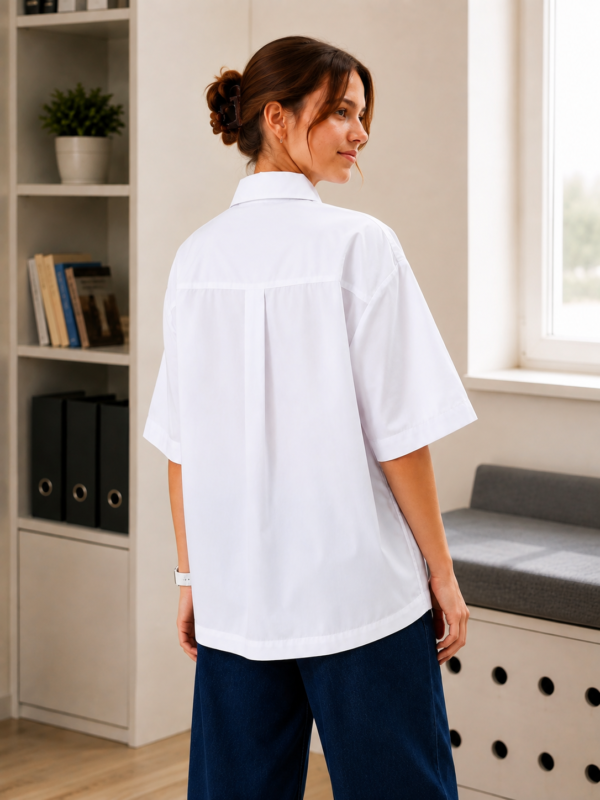 Рубашка школьная oversize для девочки с коротким рукавом