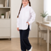 Белая школьная рубашка oversize для девочки