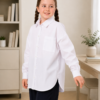 Белая школьная рубашка oversize для девочки